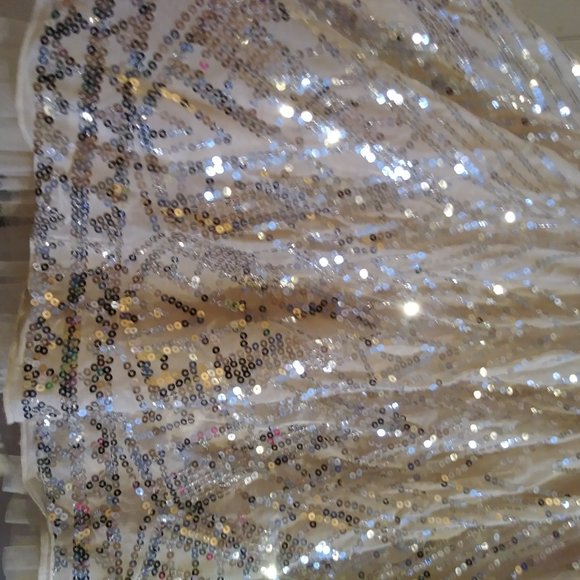 Party dress champagne and sequin size 13 - Picture 3 of 6